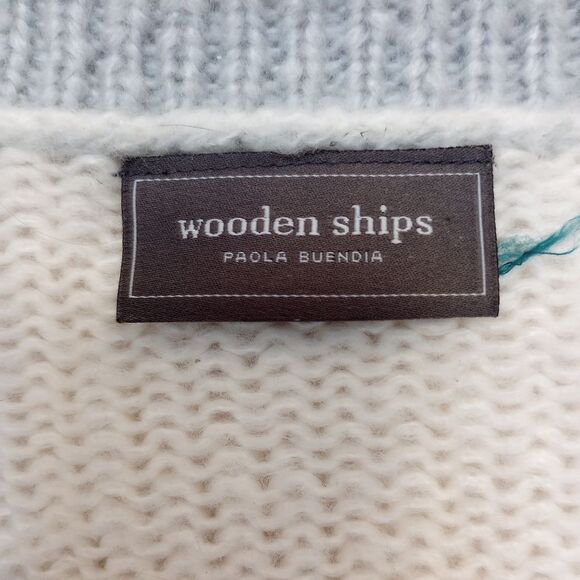 Wooden Ships Blue Tan Camo Pullover Sweater, size Small/Medium - Picture 9 of 14